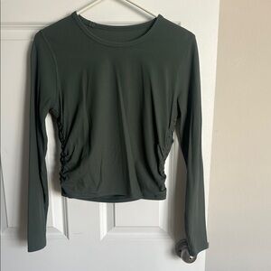 Women's Long Sleeve Ribbed Top - Dark Green